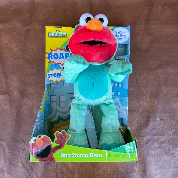 NWT Sesame Street Dino Stomp Elmo 13" Plush Sings and Dances, 18+ Months - Picture 2 of 6